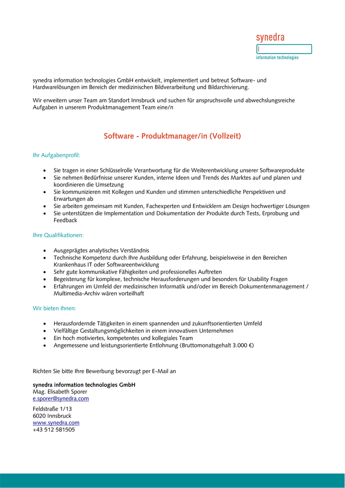 Software - Produktmanager/in