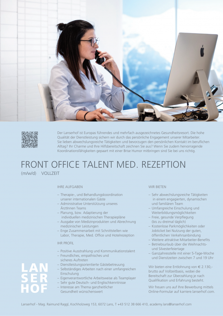 Front Office Talent Med. Rezeption (m/w/d)  Vollzeit 