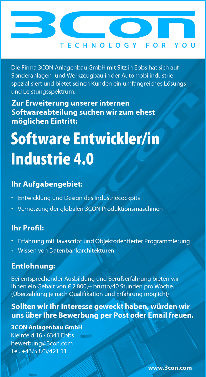 Software Entwickler/in Industrie 4.0