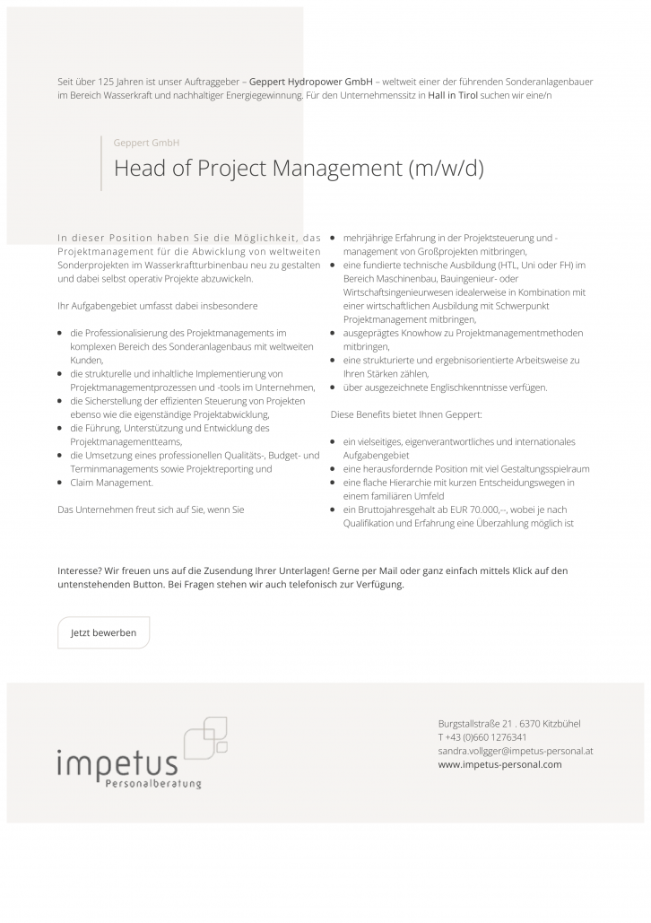 Head of Project Management (m/w/d)