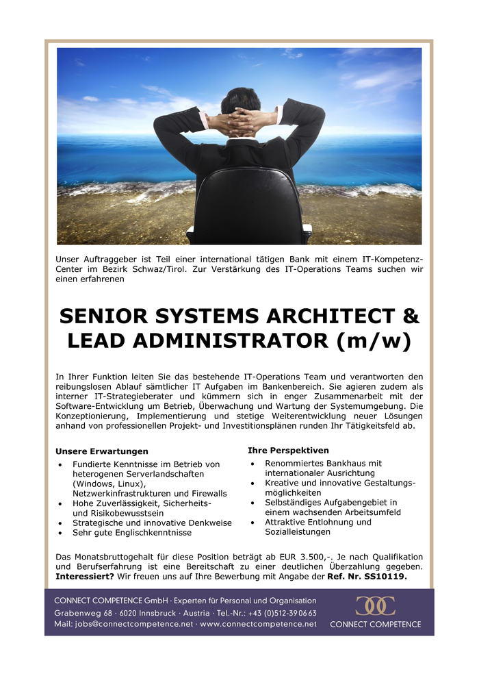 SENIOR SYSTEMS ARCHITECT & LEAD ADMINISTRATOR (m/w)