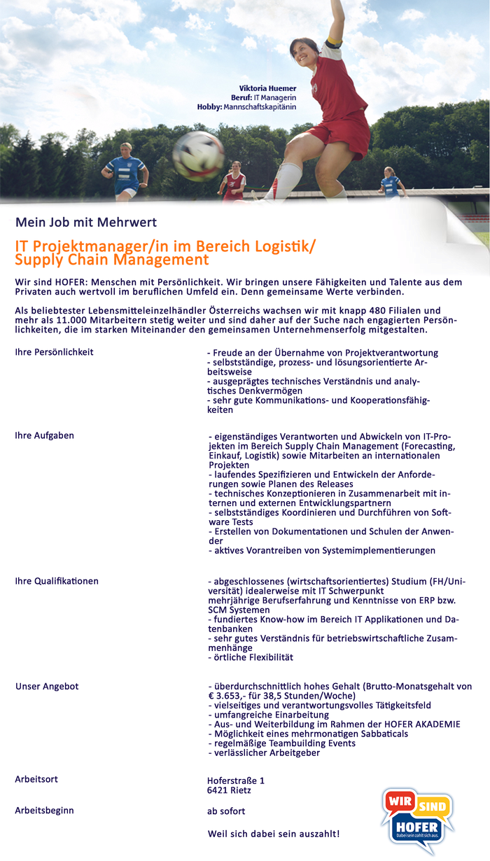 IT Projektmanager/in im Bereich Logistik/Supply Chain Management