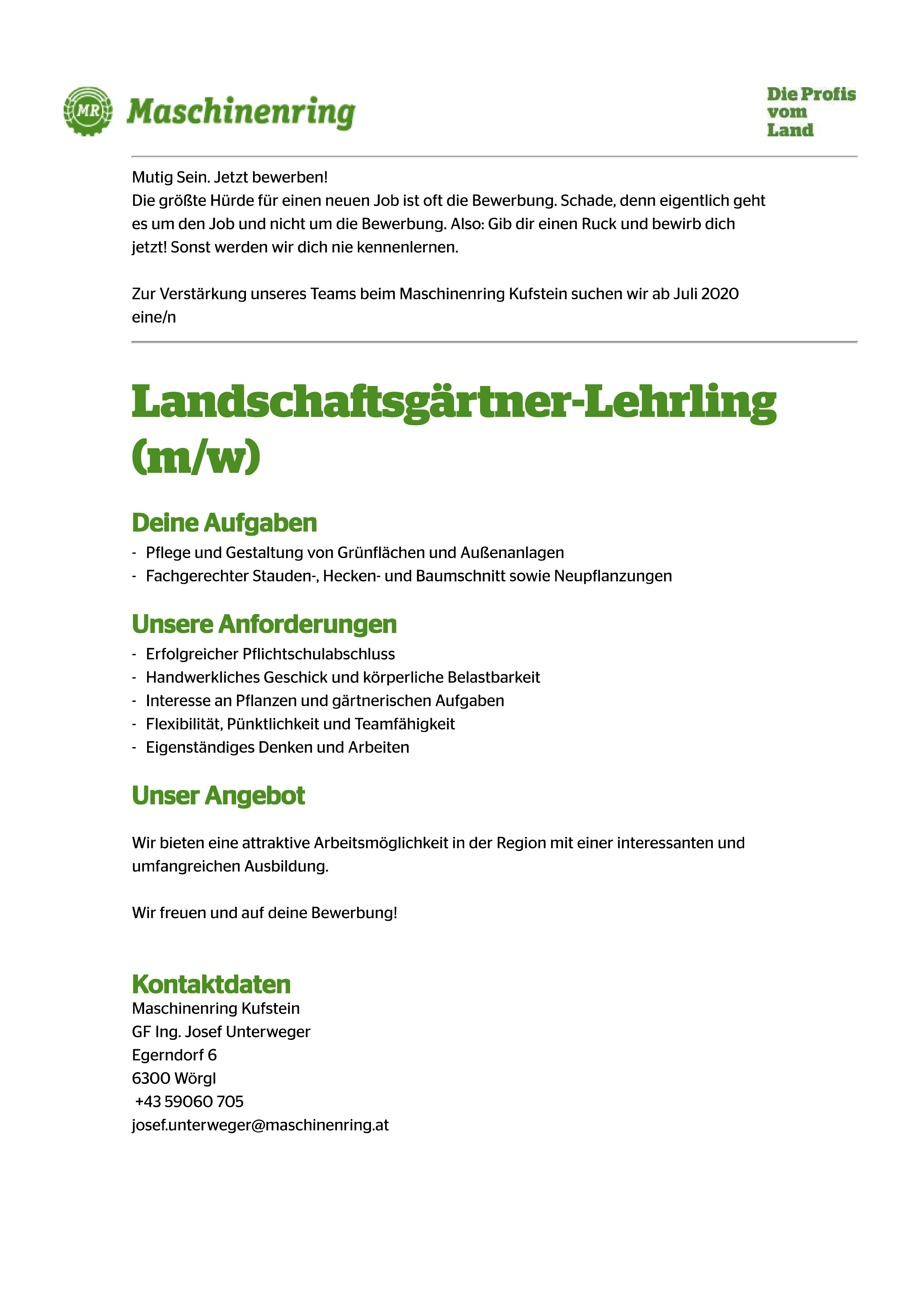 Landschaftsgärtner-Lehrling (m/w)