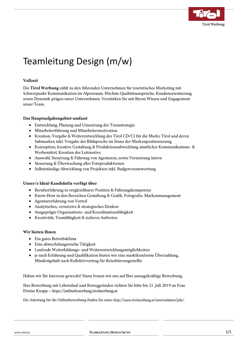 Teamleitung Design (m/w)
