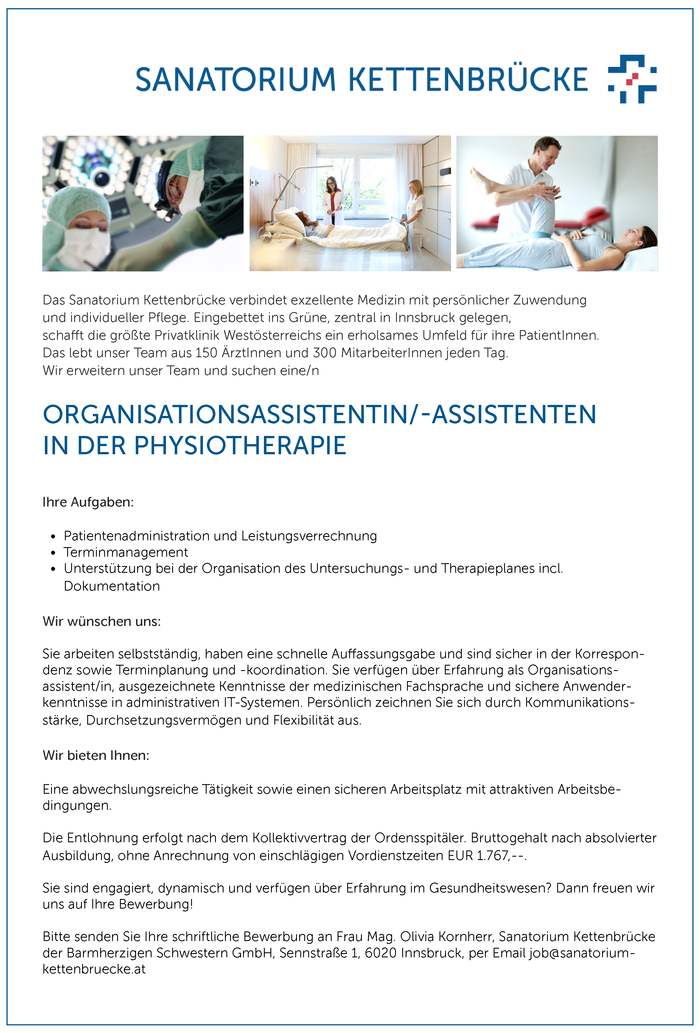 Organisationsassistentin/-Assistenten  in der Physiotherapie