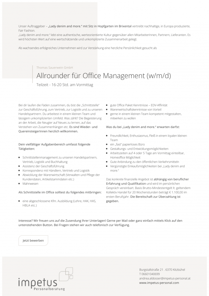 Allrounder für Officemanagement (w/m/d)