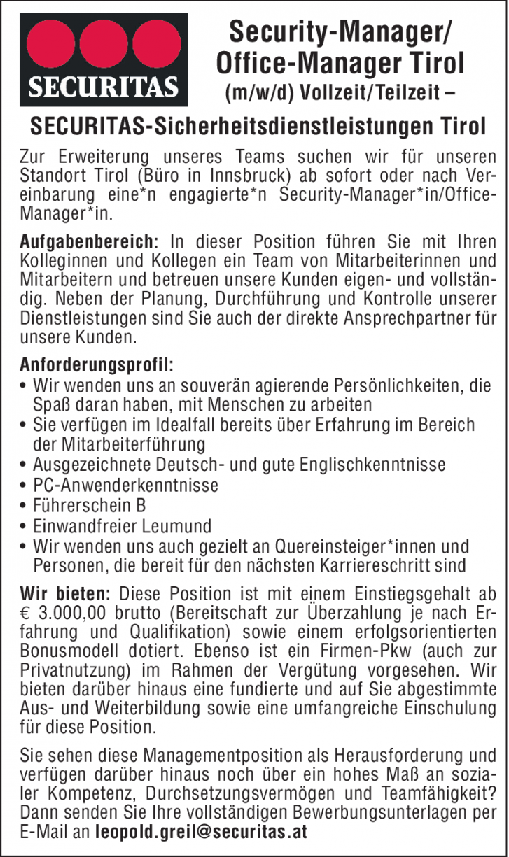 Security-Manager / Office-Manager m/w