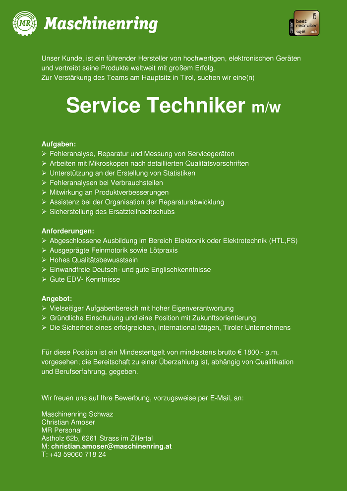 Service Techniker m/w