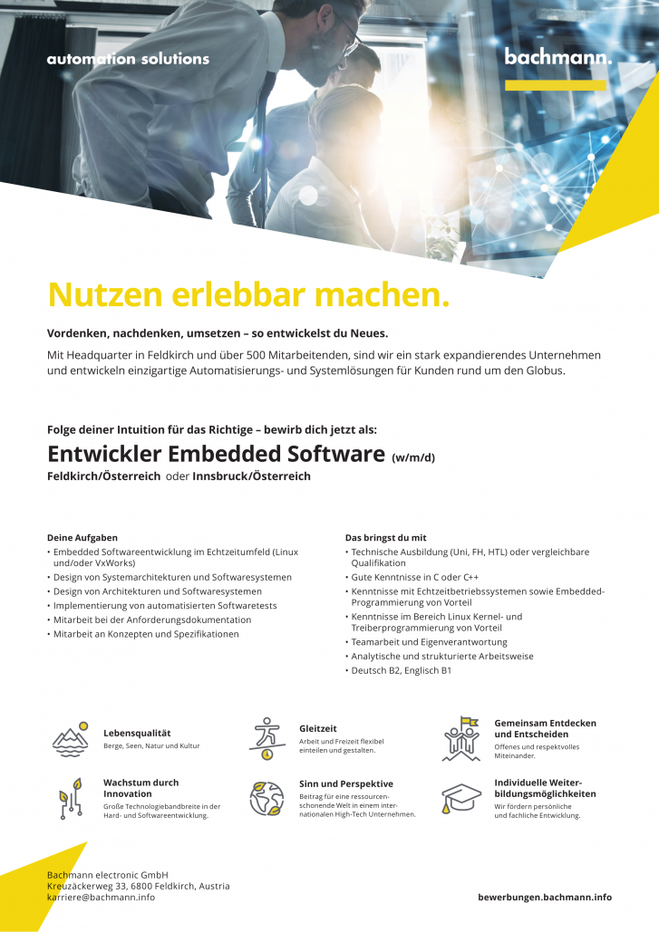 Entwickler Embedded Software (w/m/d)