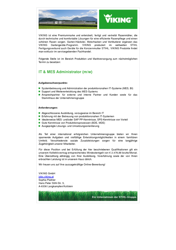 IT & MES Administrator (m/w)