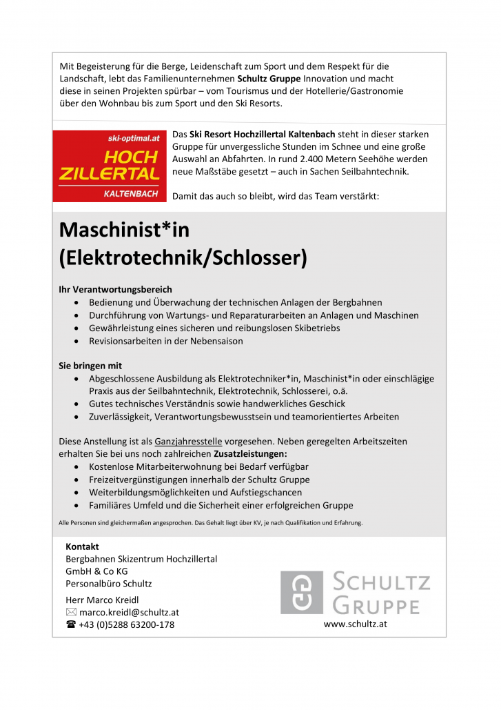 Maschinist*in (Elektrotechnik / Schlosser)