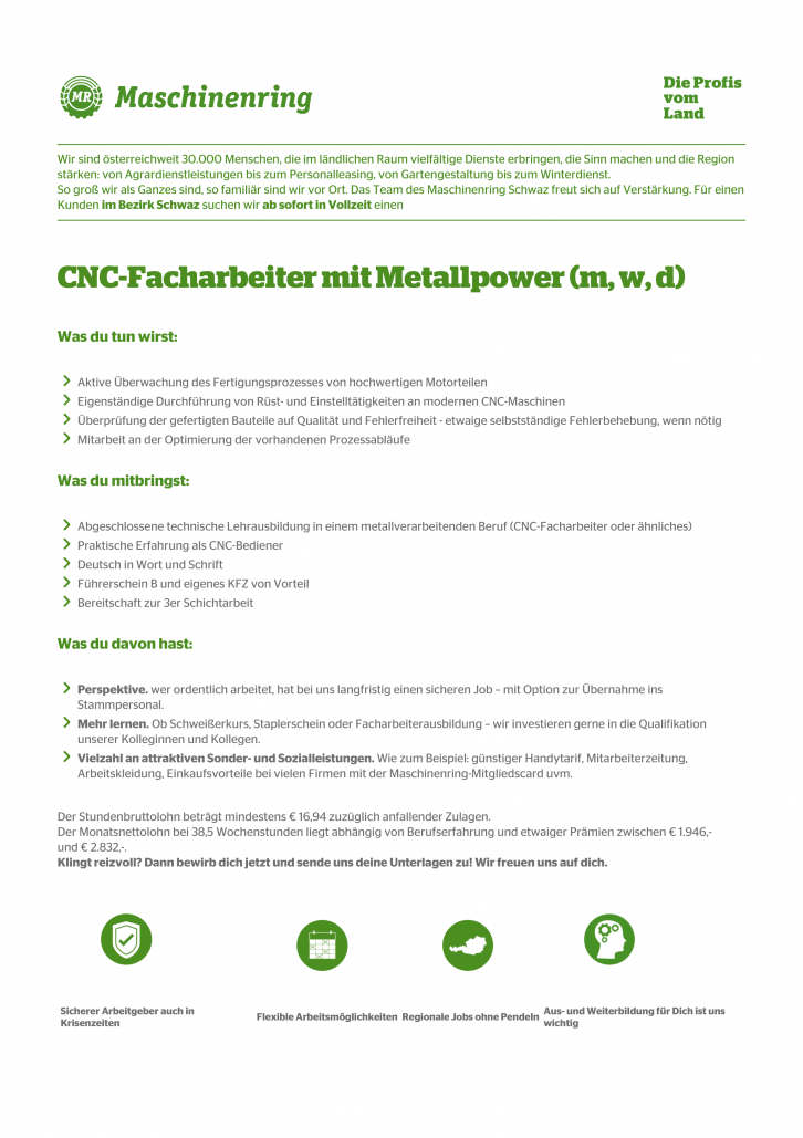 CNC-Facharbeiter mit Metallpower (m, w, d)
