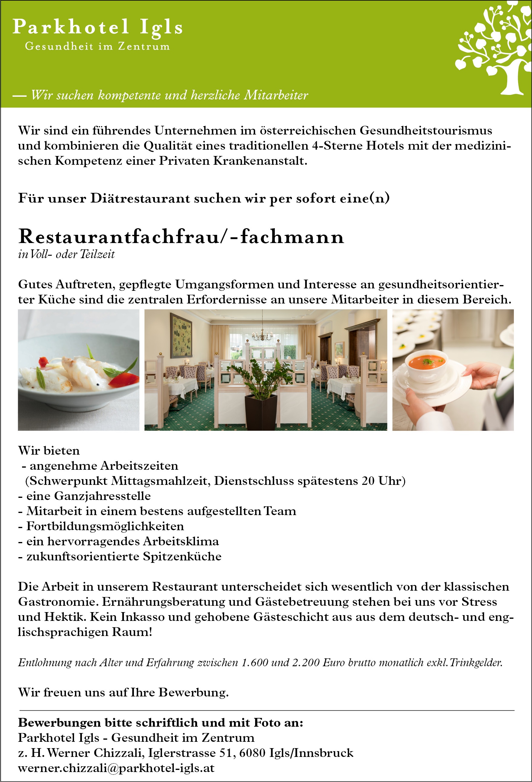 Restaurantfachfrau/-mann im Diätrestaurant