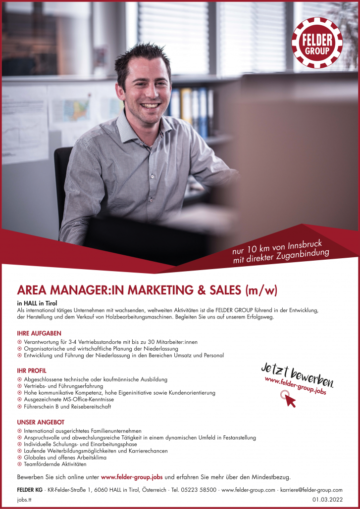 Area Manager:in Marketing & Sales (m/w)