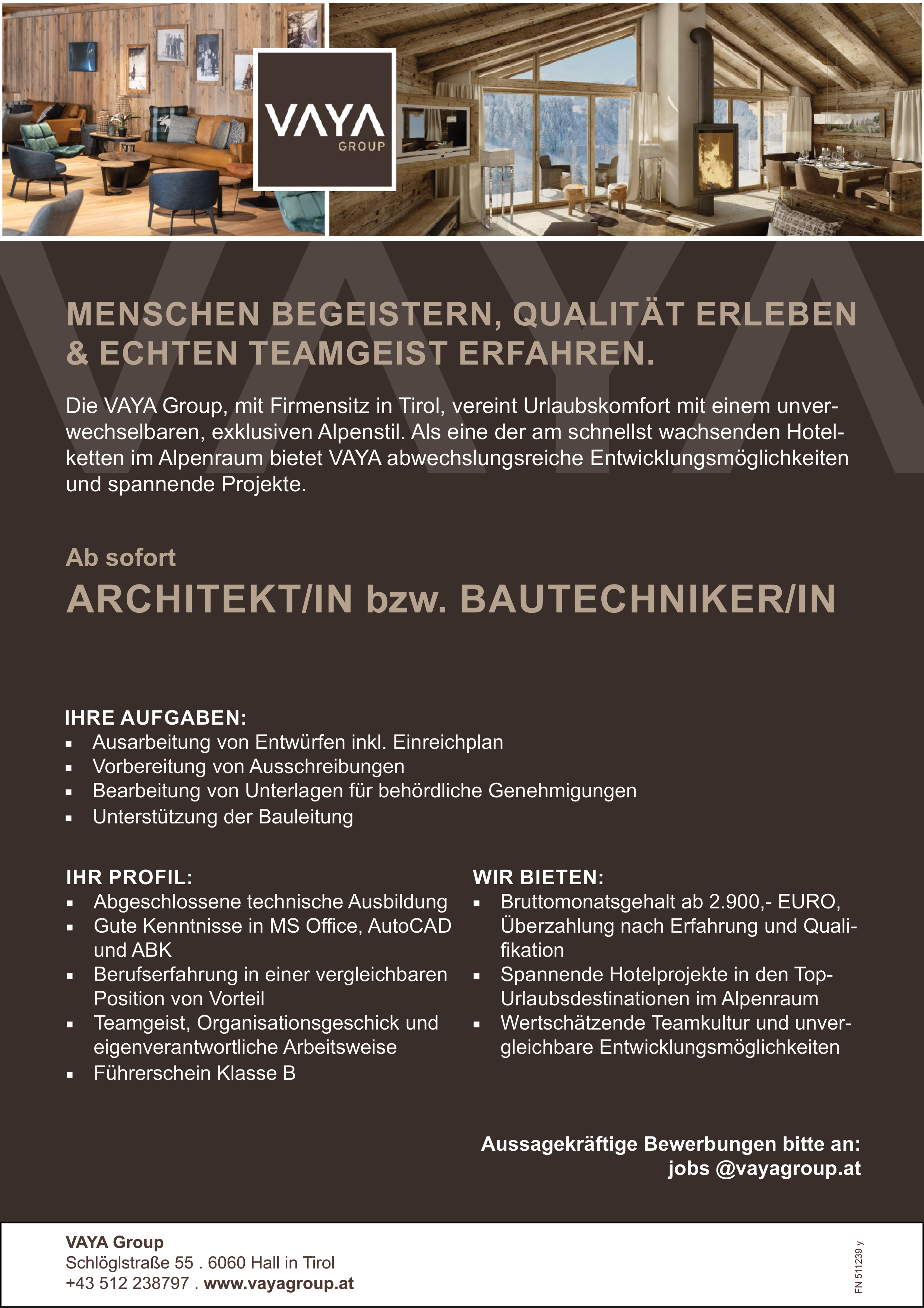 ARCHITEKT/IN bzw. BAUTECHNIKER/IN