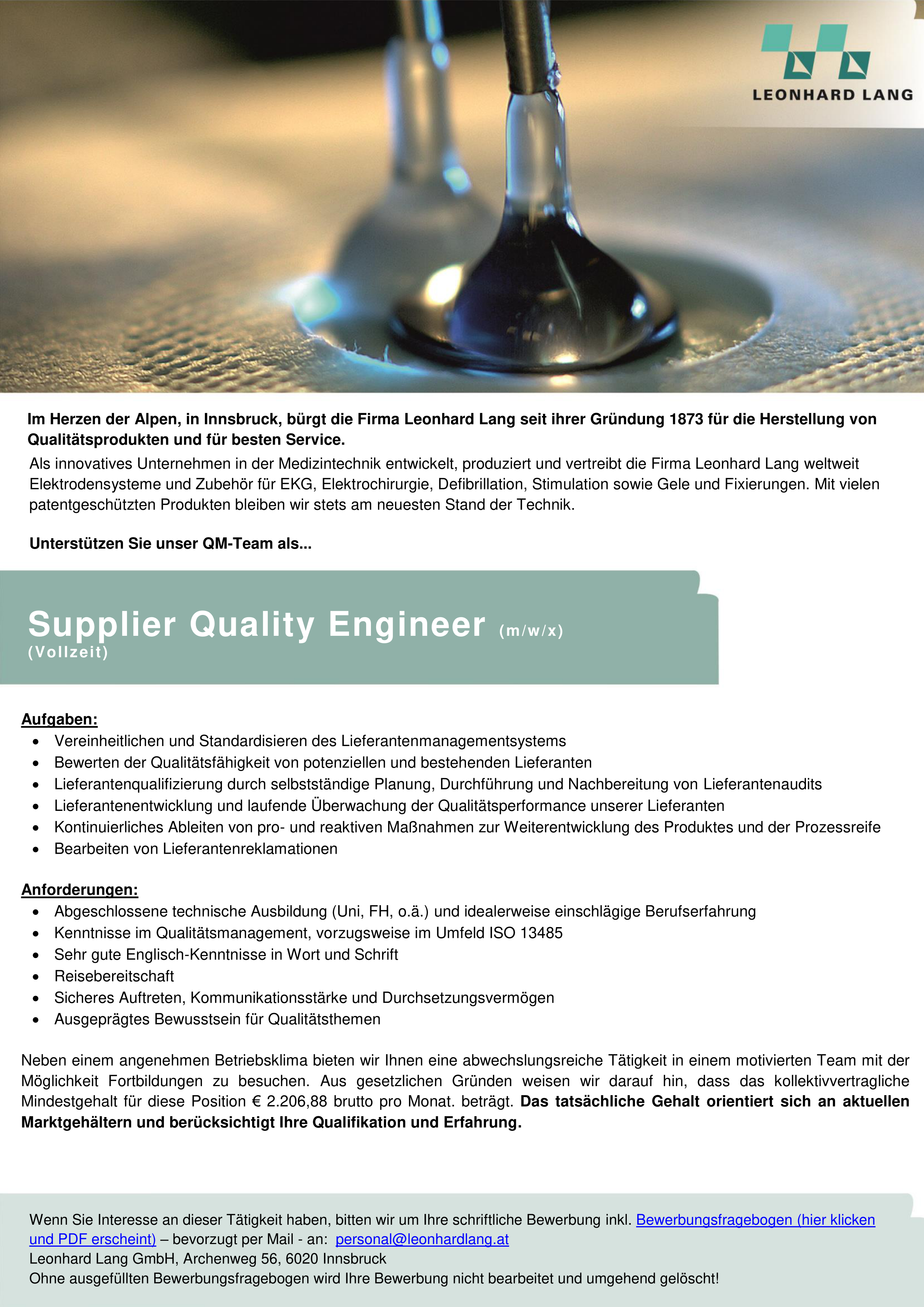 Supplier Quality Engineer (m/w/x) 