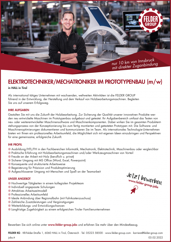 Elektrotechniker:in/ Mechatroniker:in im Prototypenbau (m/w/d)