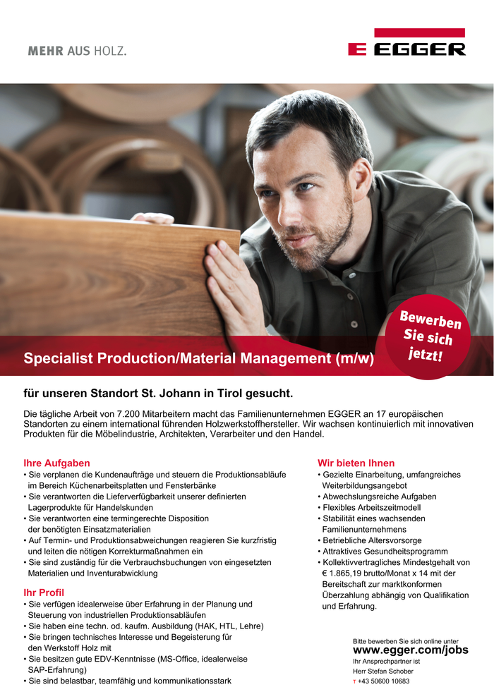 Specialist Production / Material Management (m/w)