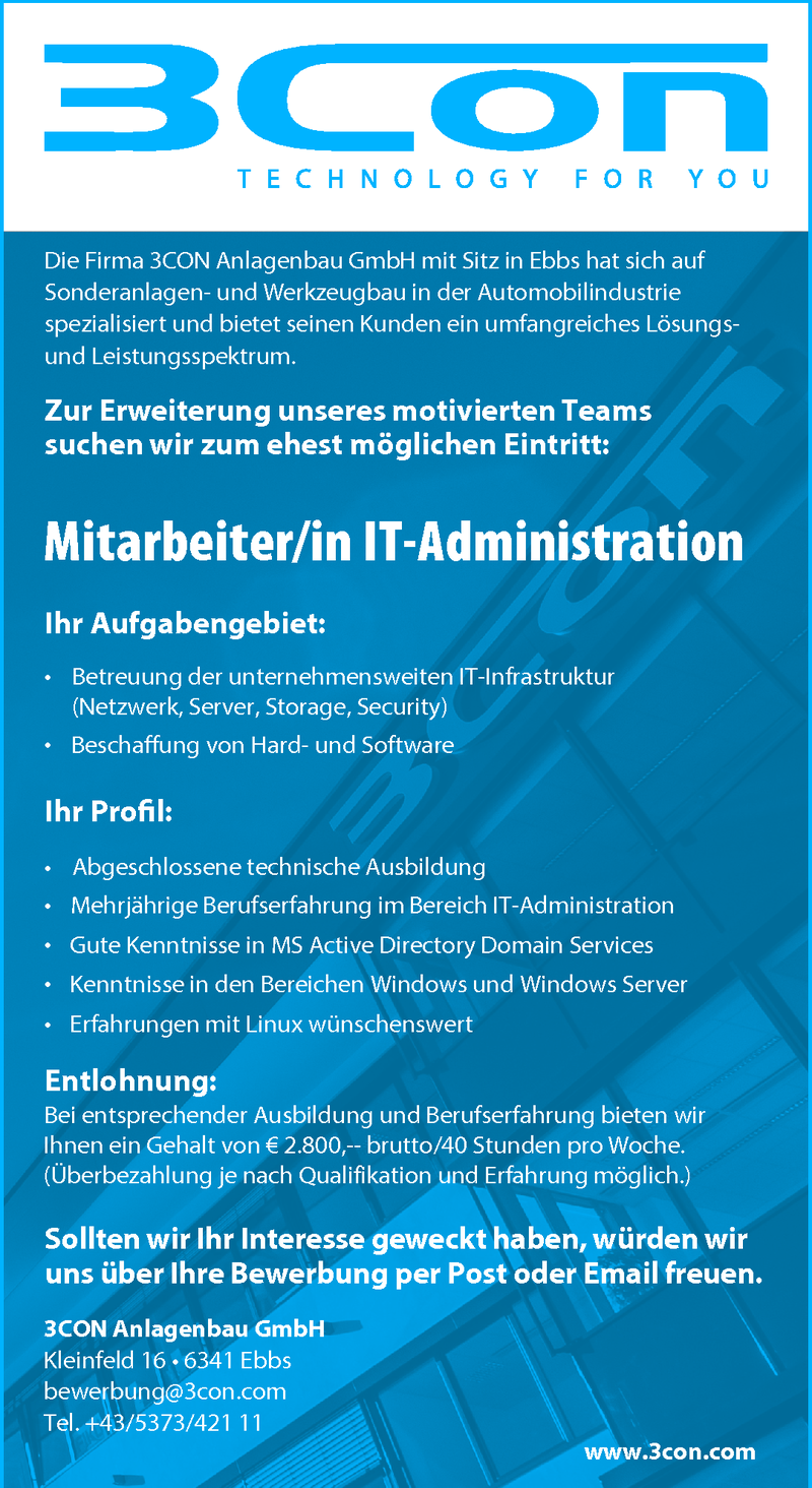 Mitarbeiter/in IT-Administration