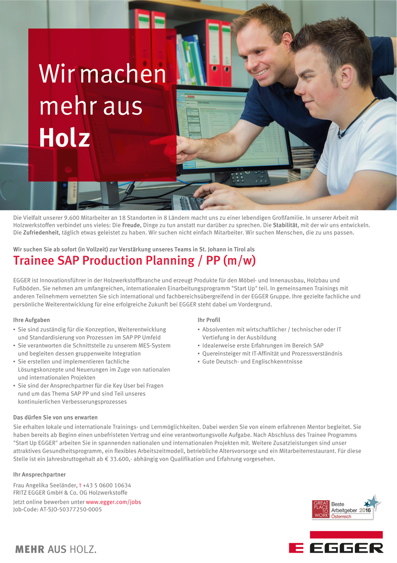 Trainee SAP Production Planning / PP (m/w)