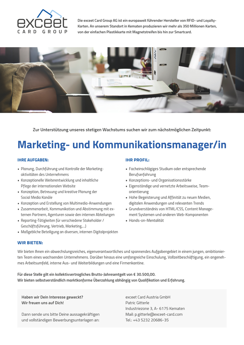 Marketing- und Kommunikationsmanager/in